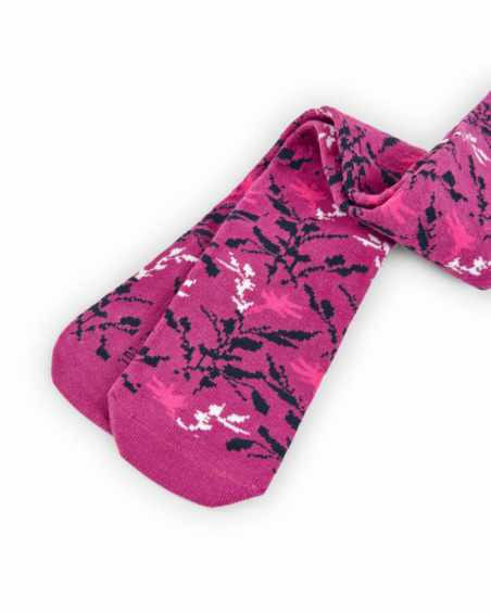 Justaucorps fuchsia imprimé fleuri fille collection Colorfield