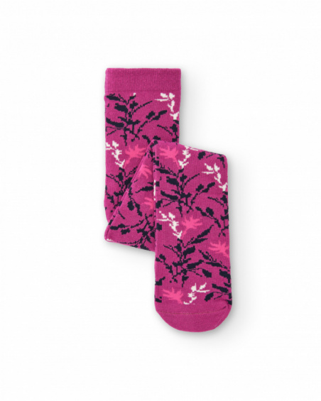 Justaucorps fuchsia imprimé fleuri fille collection Colorfield