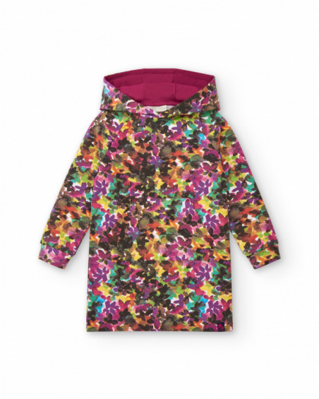 Manteau à capuche multicolore fille collection Colorfield