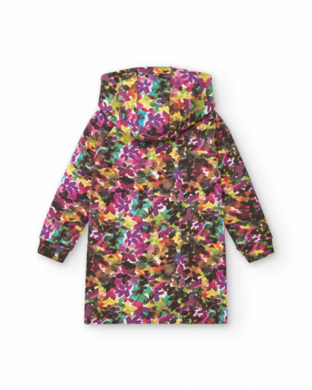 Manteau à capuche multicolore fille collection Colorfield