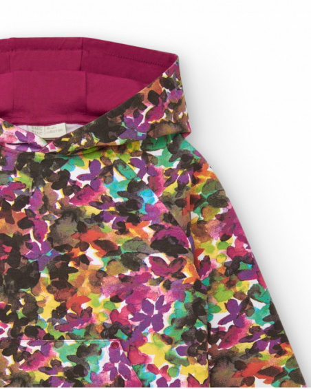 Manteau à capuche multicolore fille collection Colorfield