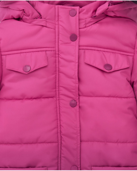 Doudoune dégradé rose avec capuche fourrure fille collection