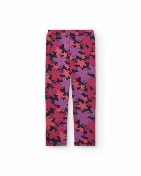 Legging à imprimé fleuri dans les tons rose et violet pour