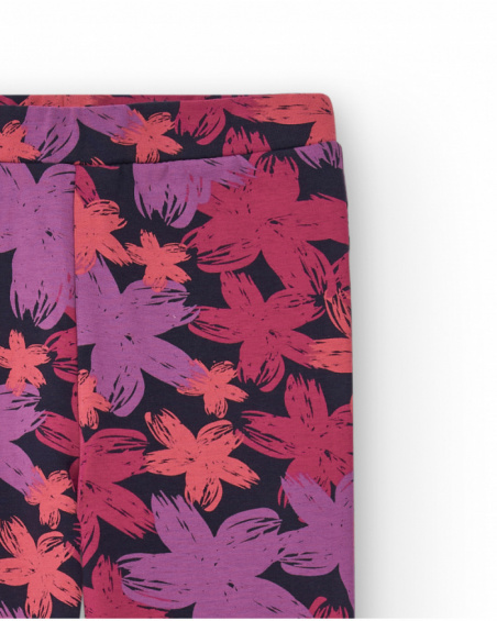 Legging à imprimé fleuri dans les tons rose et violet pour