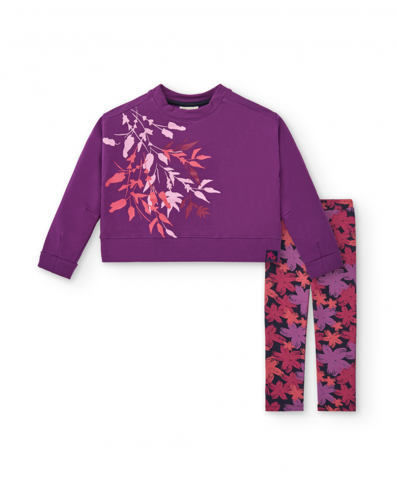 Ensemble sweat et legging imprimé fleuri fille collection