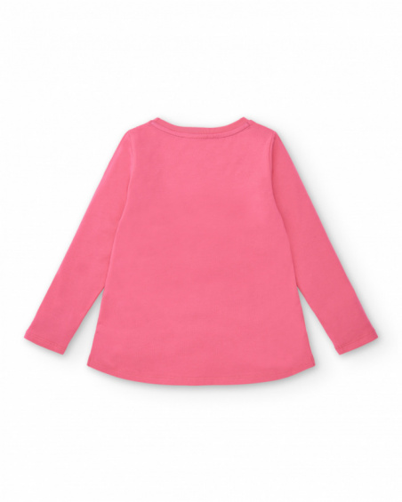 T-shirt rose à imprimé fleuri et paillettes pour fille de la