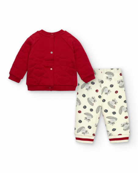Ensemble sweat et pantalon rouge et blanc garçon collection Sweet Racoon