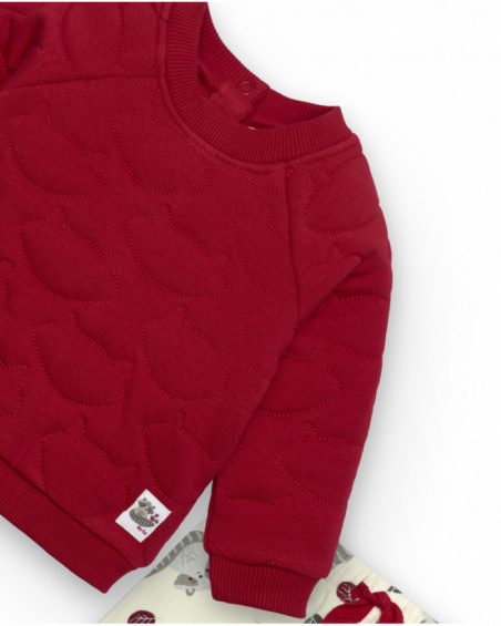 Ensemble sweat et pantalon rouge et blanc garçon collection Sweet Racoon