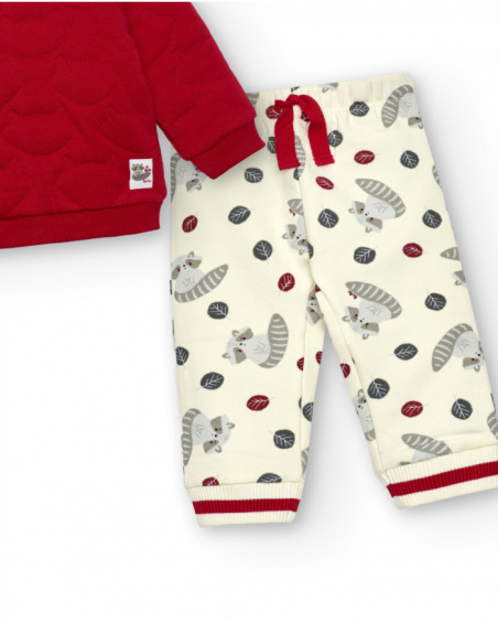 Ensemble sweat et pantalon rouge et blanc garçon collection Sweet Racoon