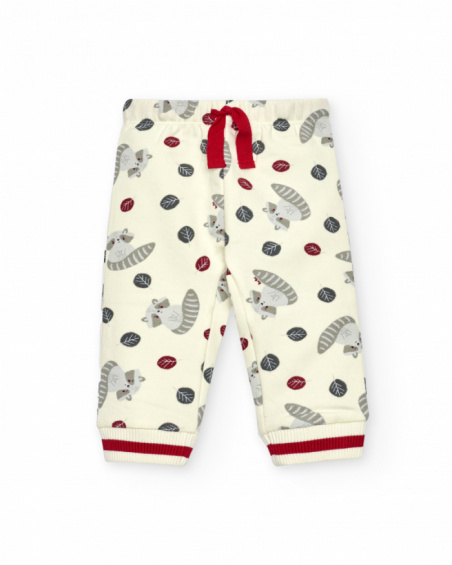 Ensemble sweat et pantalon rouge et blanc garçon collection Sweet Racoon