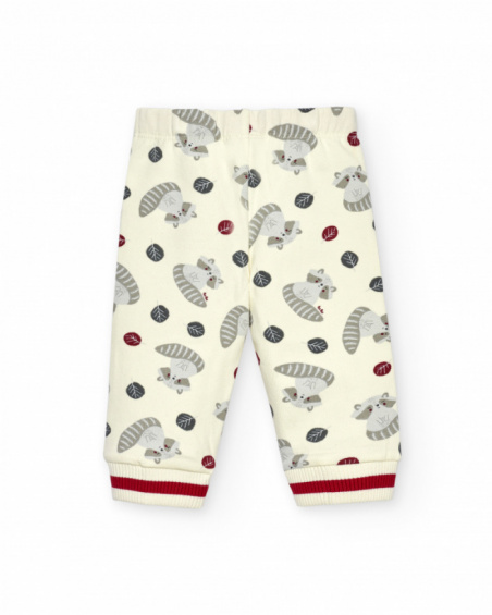 Ensemble sweat et pantalon rouge et blanc garçon collection Sweet Racoon