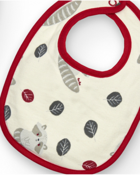 Set de 2 baberos unisex en beige y blanco con bordados de mapache colección Sweet Racoon