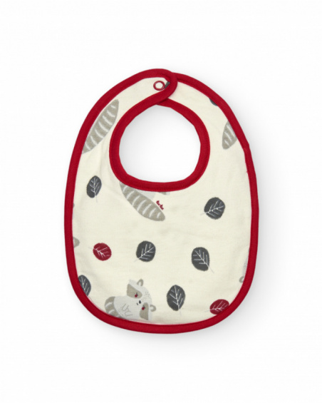 Set de 2 baberos unisex en beige y blanco con bordados de mapache colección Sweet Racoon