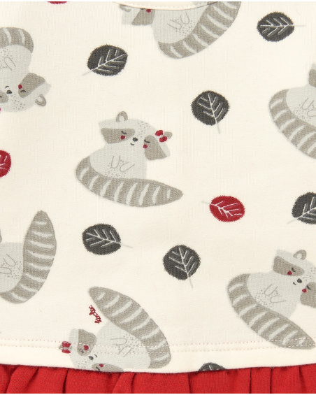 Robe fille écru imprimé raton laveur collection Sweet Racoon