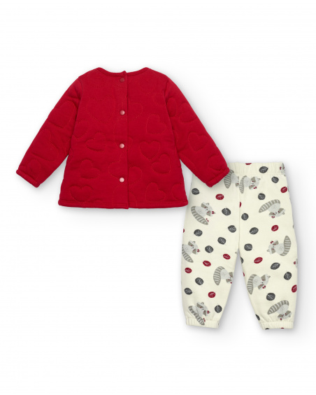 Ensemble fille rouge à imprimé raton laveur collection Sweet