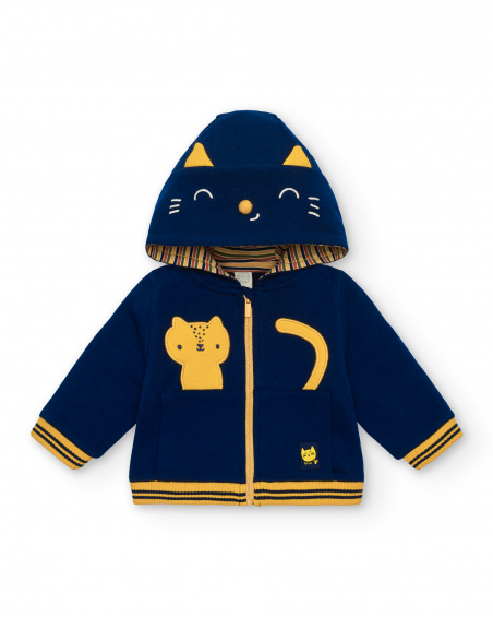 Ensemble trois pièces garçon bleu marine avec capuche et