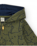 Veste à capuche verte pour garçon avec imprimé chat, collection