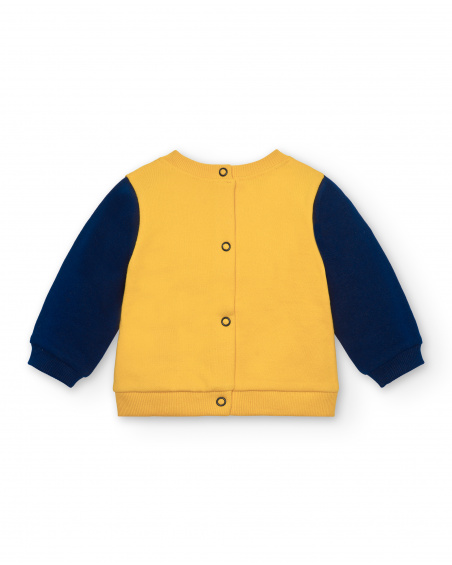 Ensemble deux pièces garçon jaune et bleu imprimé chat, collection Lovely Kittens