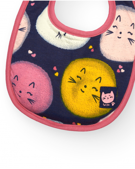 Pack de bavoirs fille rose et bleu imprimé chatons, collection