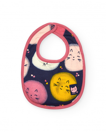 Pack de bavoirs fille rose et bleu imprimé chatons, collection