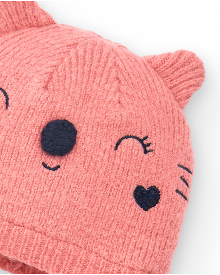 Bonnet fille rose avec motif tête de chat collection Lovely