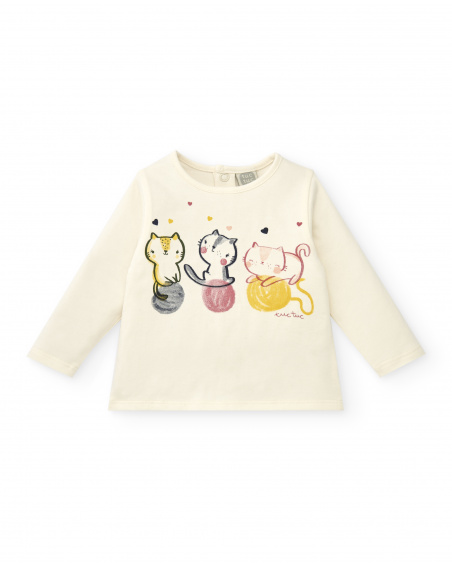 Ensemble fille rose avec veste imprimé chatons collection