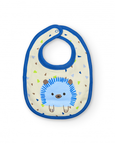 Lot de 2 bavoirs garçon bleu et beige imprimé animalier