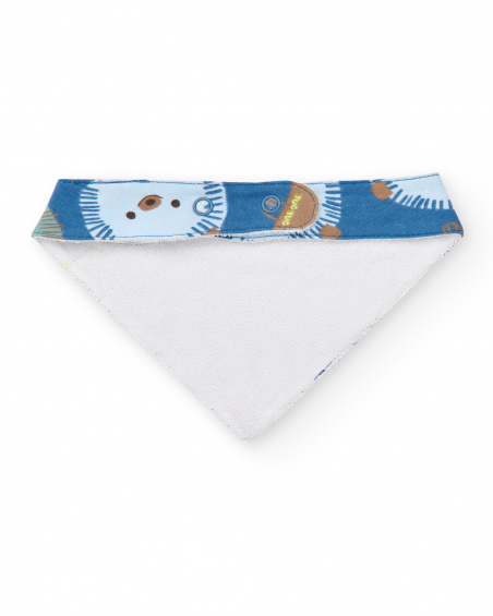Bavoir bandana garçon bleu imprimé hérisson collection Hedgehog