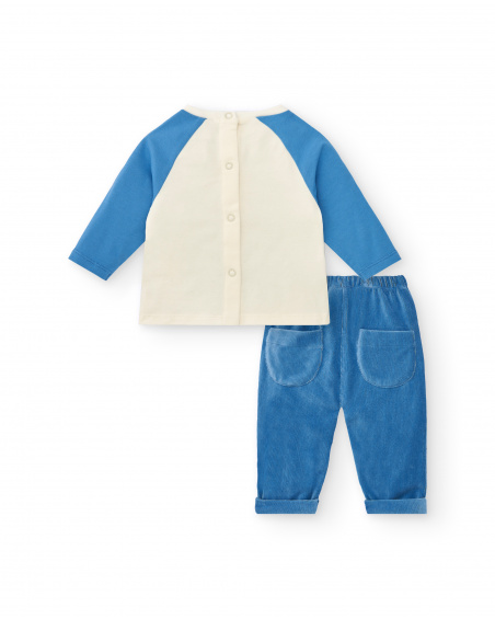Ensemble t-shirt et pantalon bleu garçon imprimé hérisson