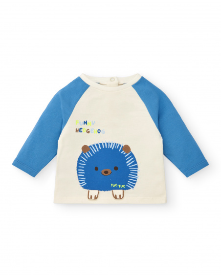 Ensemble t-shirt et pantalon bleu garçon imprimé hérisson