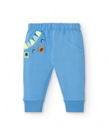 Ensemble sweat et pantalon bleu garçon imprimé hérisson