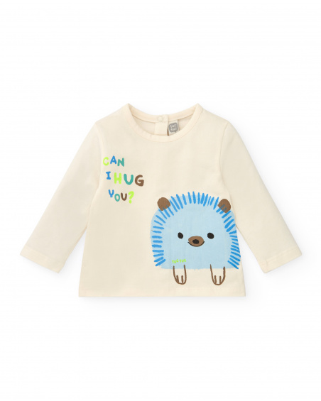 Ensemble sweat, t-shirt et pantalon garçon bleu et beige