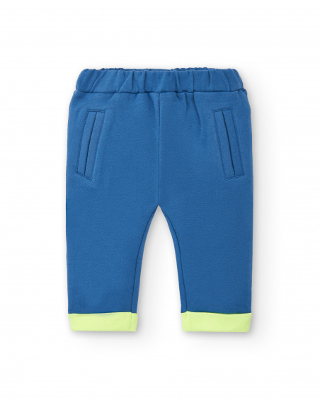 Ensemble sweat, t-shirt et pantalon garçon bleu et beige