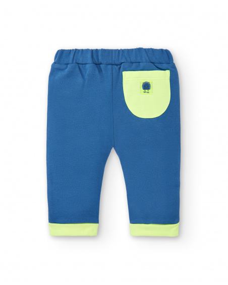 Ensemble sweat, t-shirt et pantalon garçon bleu et beige