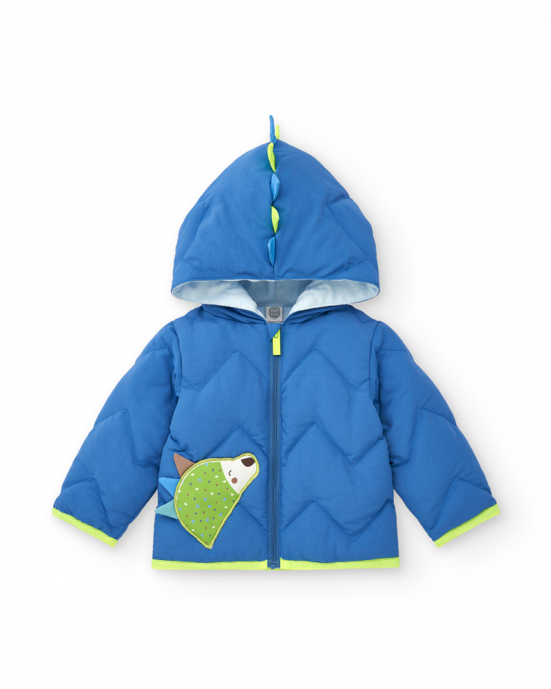 Doudoune garçon bleue à capuche et détails hérisson Collection Hedgehog Forest