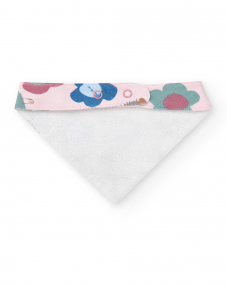 Bavoir bandana fille rose imprimé hérisson et fleurs collection