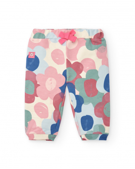 Ensemble fille t-shirt, veste et pantalon rose imprimé hérisson