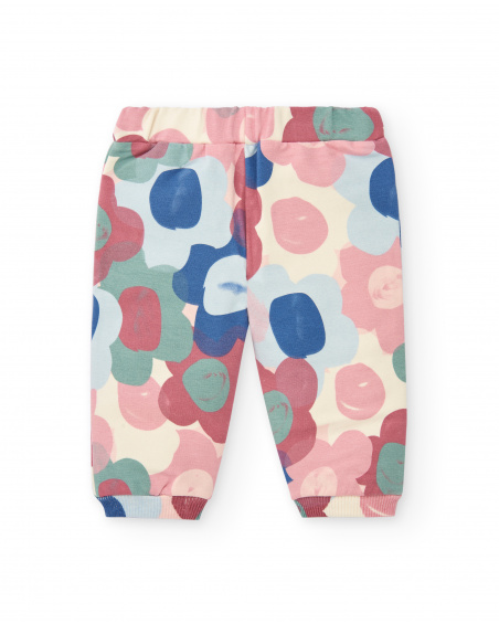 Ensemble fille t-shirt, veste et pantalon rose imprimé hérisson