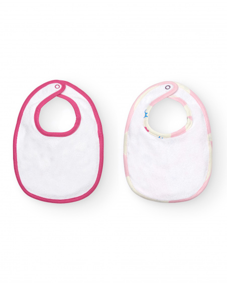 Pack de bavoirs fille rose et blanc motif lapin collection
