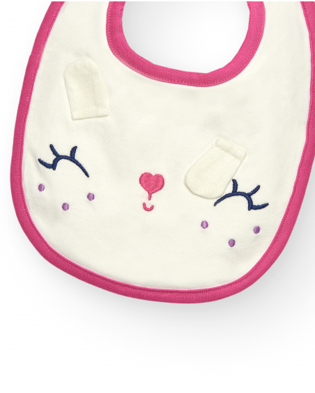 Pack de bavoirs fille rose et blanc motif lapin collection