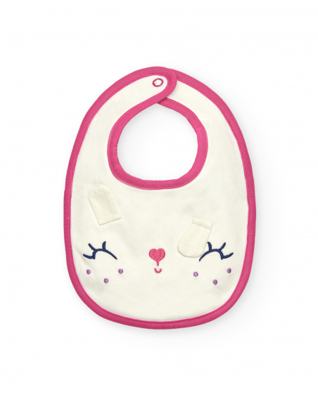 Pack de bavoirs fille rose et blanc motif lapin collection