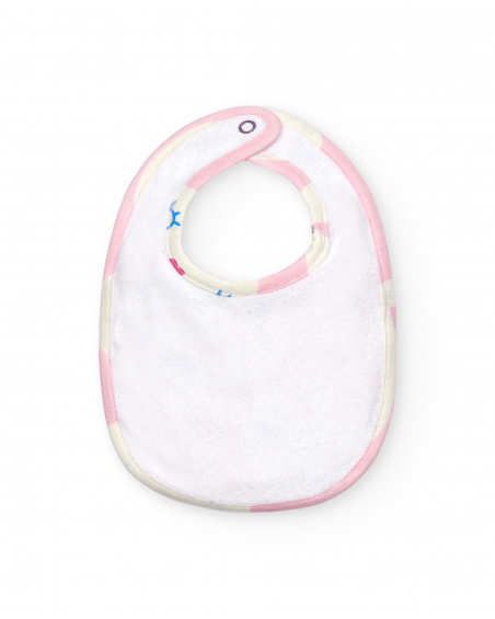 Pack de bavoirs fille rose et blanc motif lapin collection