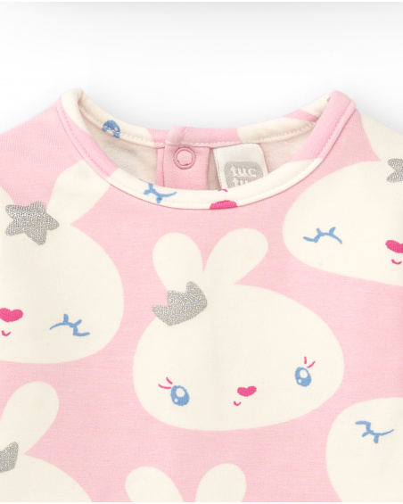 Robe fille rose avec bandeau oreilles et imprimé lapin