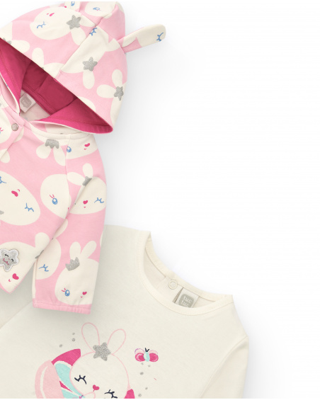 Ensemble fille rose et blanc imprimé lapin collection Glitter