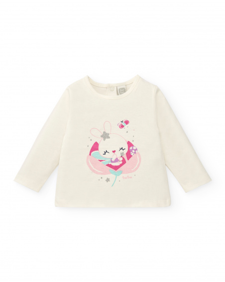 Ensemble fille rose et blanc imprimé lapin collection Glitter