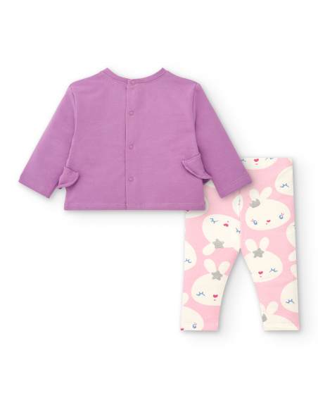 Ensemble fille lilas avec motif lapin collection Glitter Tales