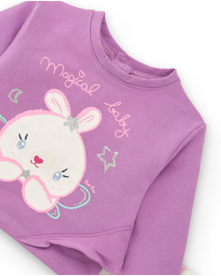 Ensemble fille lilas avec motif lapin collection Glitter Tales