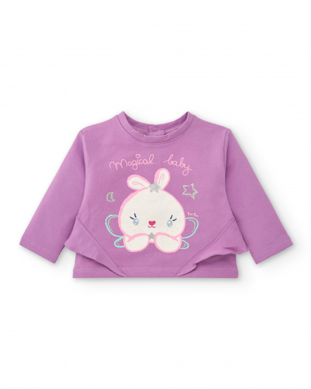 Ensemble fille lilas avec motif lapin collection Glitter Tales