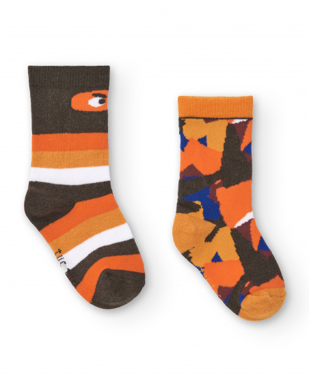 Pack de chaussettes enfant dans les tons orange avec imprimé Pack de chaussettes enfant dans les tons orange avec imprimé