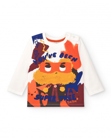 T-shirt à manches longues pour garçon blanc avec imprimé T-shirt à manches longues pour garçon blanc avec imprimé